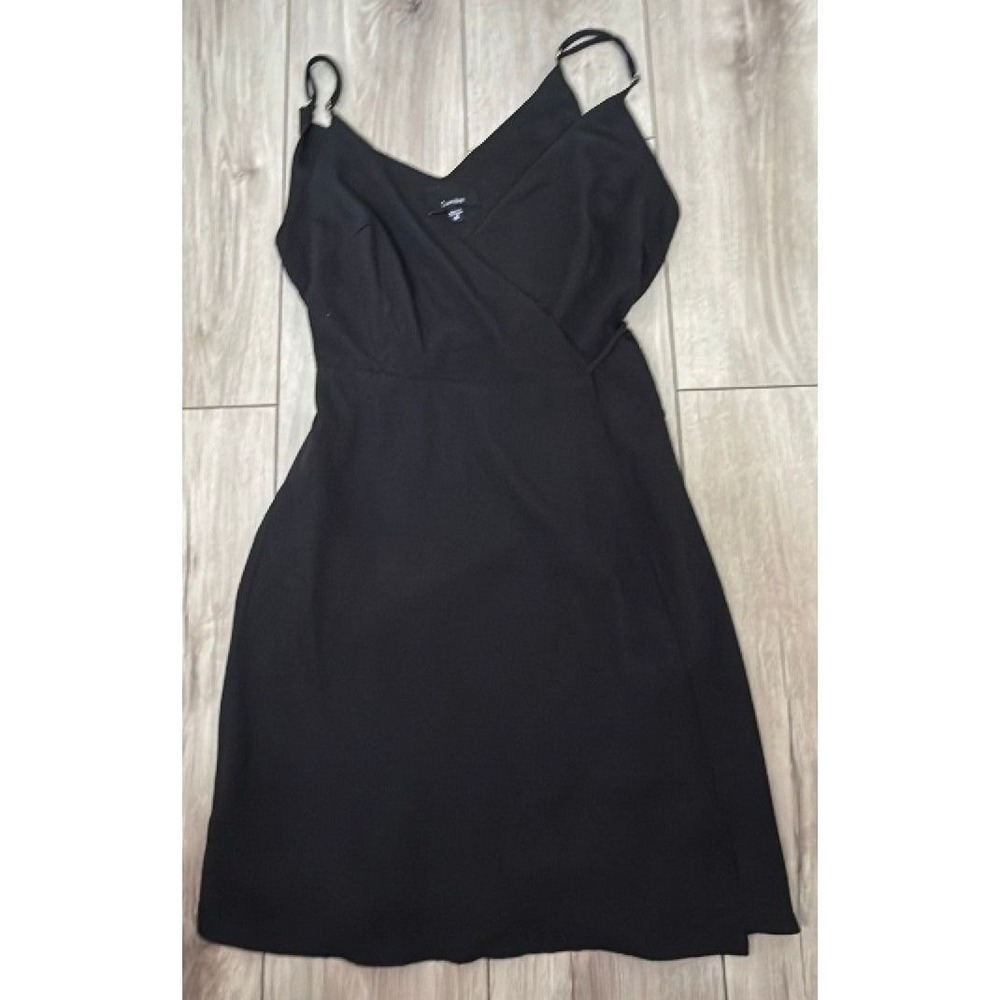 Lumière Black Wrap Dress Women's Small Adjustable Strap Midi Cocktail Dress